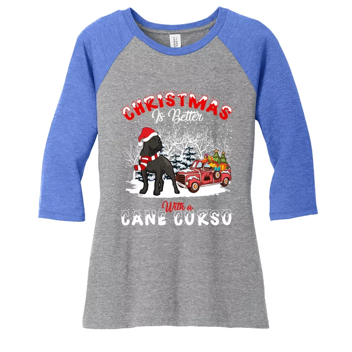 Cane Corso Dog Christmas Is Better Dog Light Tree Xmas Cute Gift Women's Tri-Blend 3/4-Sleeve Raglan Shirt