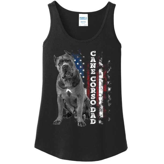 Cane Corso Dad Dog Owner Italian Mastiff Usa American Flag Ladies Essential Tank