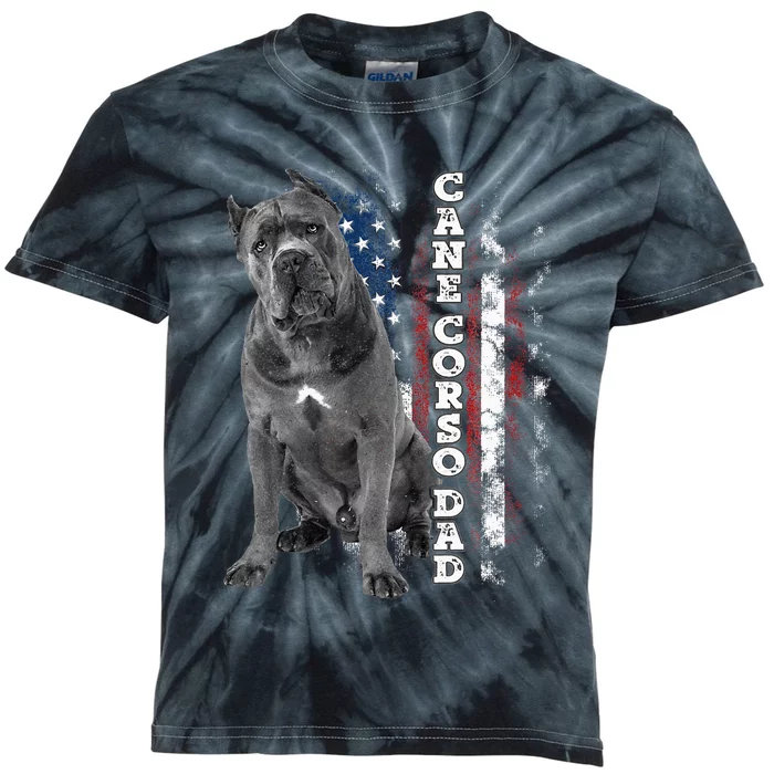 Cane Corso Dad Dog Owner Italian Mastiff Usa American Flag Kids Tie-Dye T-Shirt