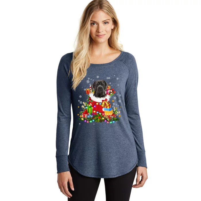 Cane Corso Dog Christmas Tree Lights Pajamas Xmas Matching Great Gift Women's Perfect Tri Tunic Long Sleeve Shirt