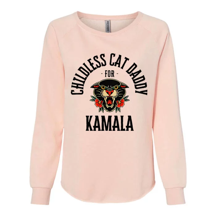 Childless Cat Daddy For Kamala Against Fascism Feminist Womens California Wash Sweatshirt