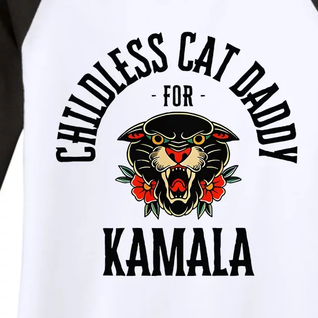 Childless Cat Daddy For Kamala Against Fascism Feminist Women's Tri-Blend 3/4-Sleeve Raglan Shirt