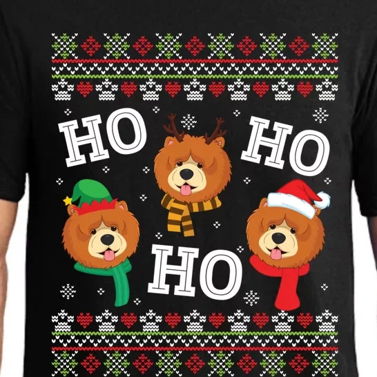 Chow Chow Dog Ho Ho Ho Merry Christmas Dad Mom Ugly Sweater Gift Pajama Set