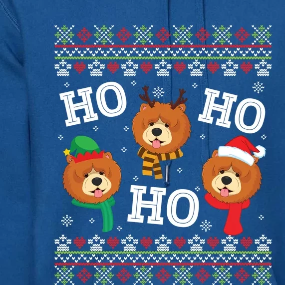 Chow Chow Dog Ho Ho Ho Merry Christmas Dad Mom Ugly Sweater Gift Premium Hoodie