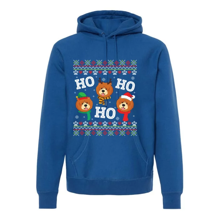 Chow Chow Dog Ho Ho Ho Merry Christmas Dad Mom Ugly Sweater Gift Premium Hoodie