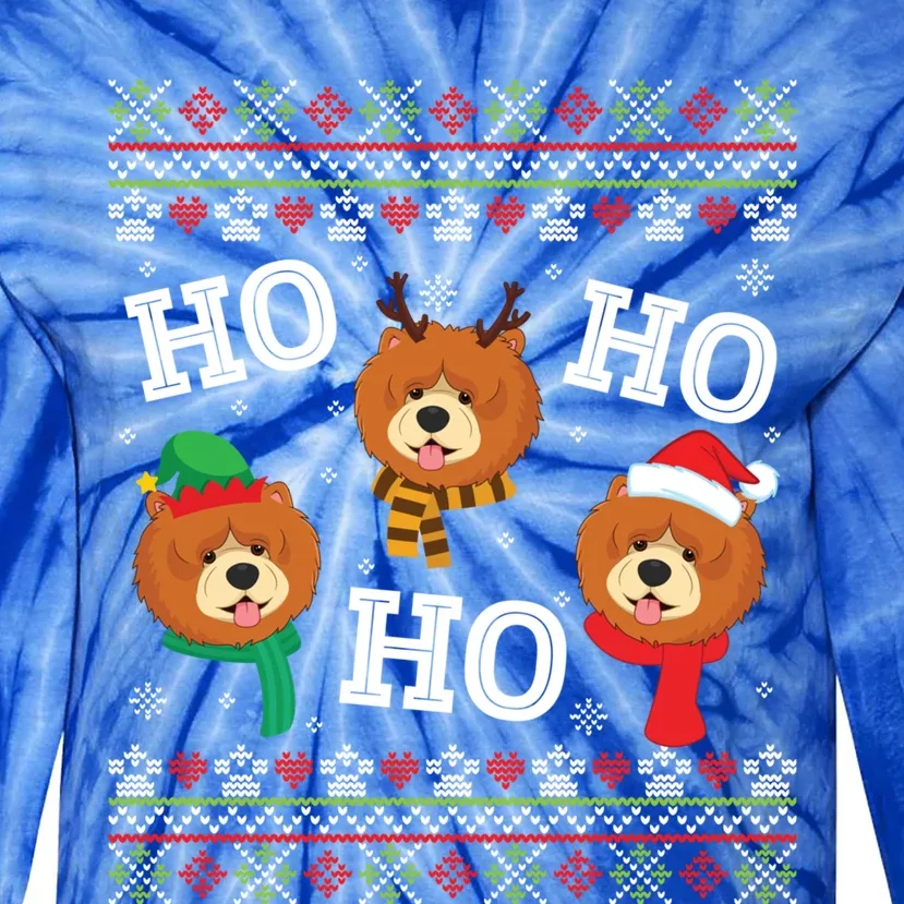 Chow Chow Dog Ho Ho Ho Merry Christmas Dad Mom Ugly Sweater Gift Tie-Dye Long Sleeve Shirt