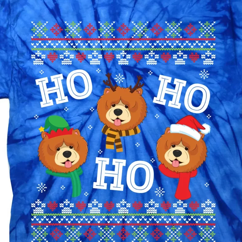 Chow Chow Dog Ho Ho Ho Merry Christmas Dad Mom Ugly Sweater Gift Tie-Dye T-Shirt