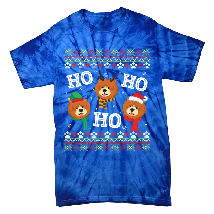 Chow Chow Dog Ho Ho Ho Merry Christmas Dad Mom Ugly Sweater Gift Tie-Dye T-Shirt