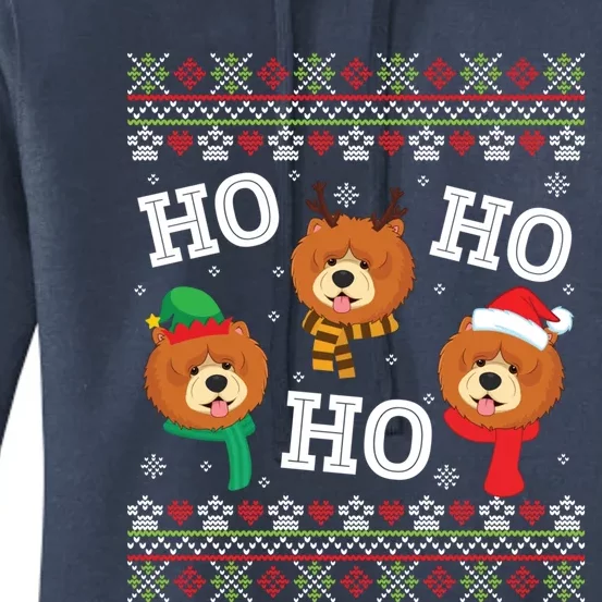 Chow Chow Dog Ho Ho Ho Merry Christmas Dad Mom Ugly Sweater Gift Women's Pullover Hoodie