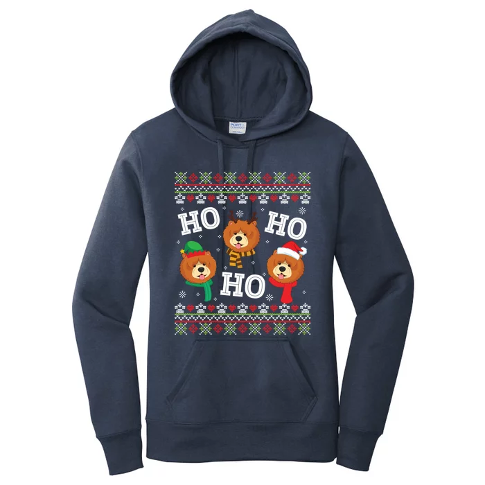 Chow Chow Dog Ho Ho Ho Merry Christmas Dad Mom Ugly Sweater Gift Women's Pullover Hoodie