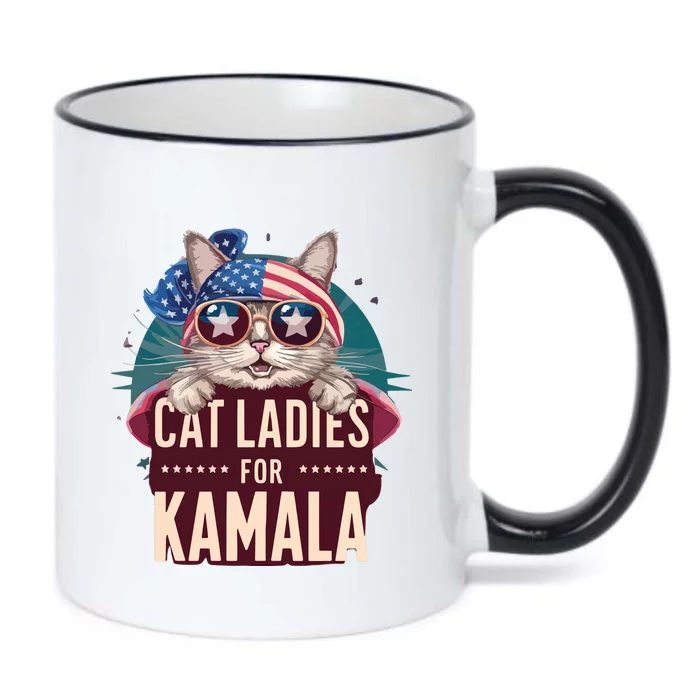 Cute Cat Design Cat Ladies For Kamala Black Color Changing Mug