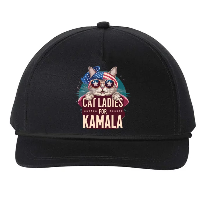 Cute Cat Design Cat Ladies For Kamala Snapback Five-Panel Rope Hat