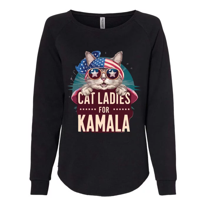 Cute Cat Design Cat Ladies For Kamala Womens California Wash Sweatshirt