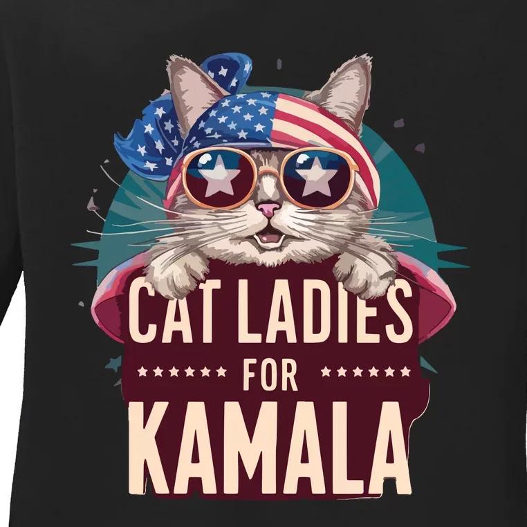 Cute Cat Design Cat Ladies For Kamala Ladies Long Sleeve Shirt