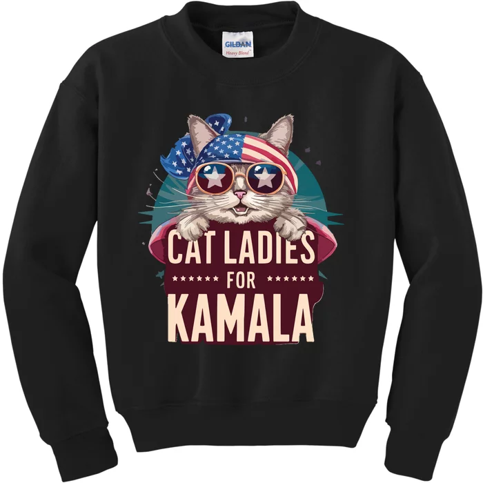 Cute Cat Design Cat Ladies For Kamala Kids Sweatshirt