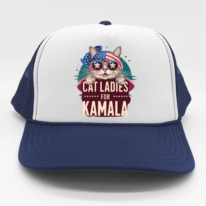 Cute Cat Design Cat Ladies For Kamala Trucker Hat