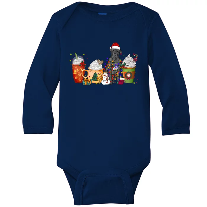 Cane Corso Dog Coffee Christmas With Santa Hat Meaningful Gift Baby Long Sleeve Bodysuit