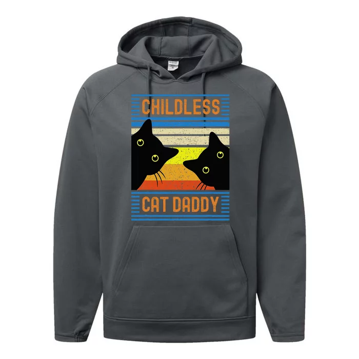 Childless Cat Daddy 2024 For President Cat Dad Performance Fleece Hoodie