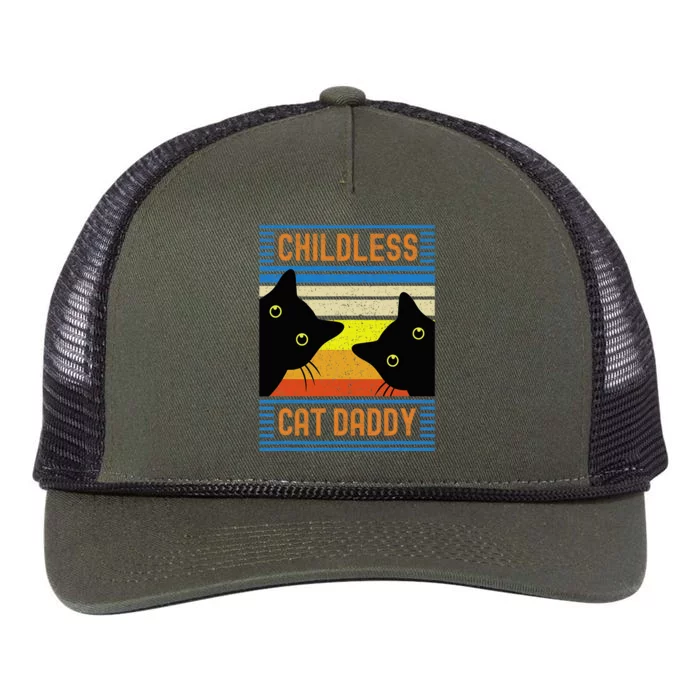 Childless Cat Daddy 2024 For President Cat Dad Retro Rope Trucker Hat Cap