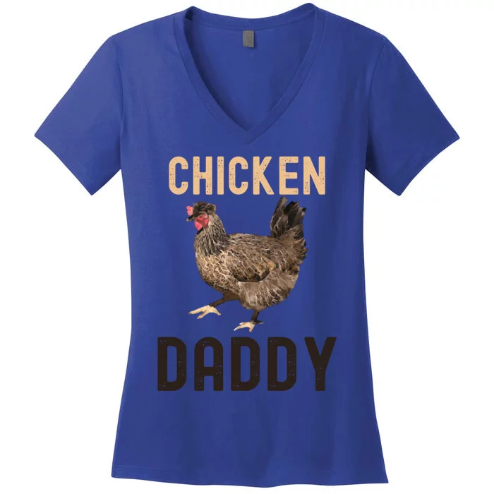 Cool Chicken Daddy Gift Chicken Dad Farmer Poultry Gift Women's V-Neck T-Shirt