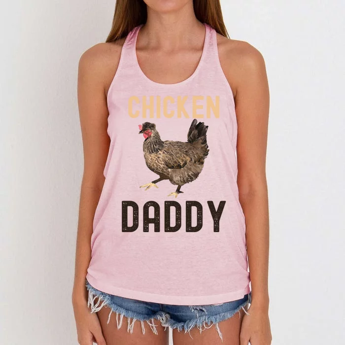 Cool Chicken Daddy Gift Chicken Dad Farmer Poultry Gift Women's Knotted Racerback Tank