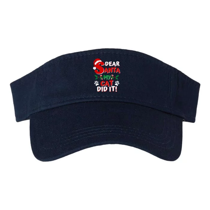 Cat Christmas Dear Santa My Cat Did It Pajama Valucap Bio-Washed Visor