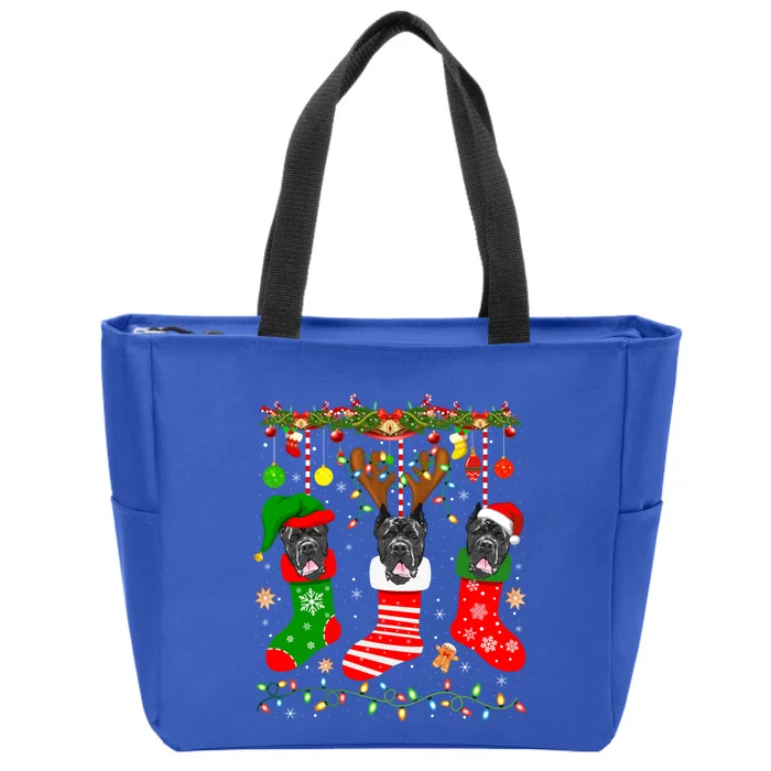 Cane Corso Dog In Christmas Socks Lights Xmas Gift Zip Tote Bag