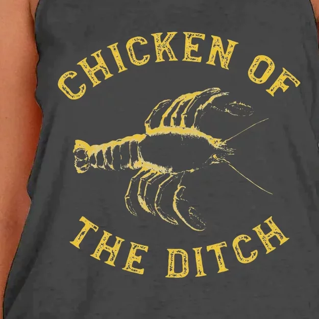 Crawfish Chicken Ditch Retro Cajun Food Gift Women's Knotted Racerback Tank