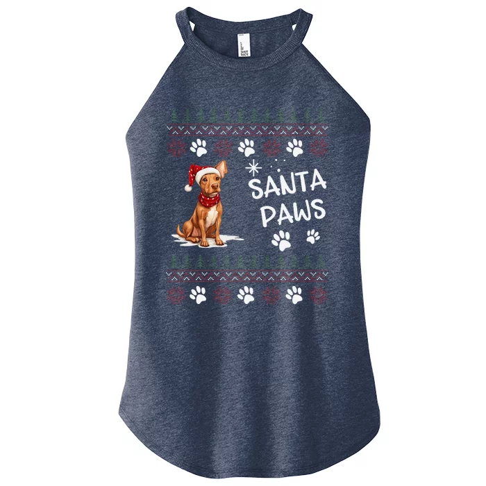 Cute Cirneco DellEtna Dog Ugly Christmas Santa Paws Women’s Perfect Tri Rocker Tank