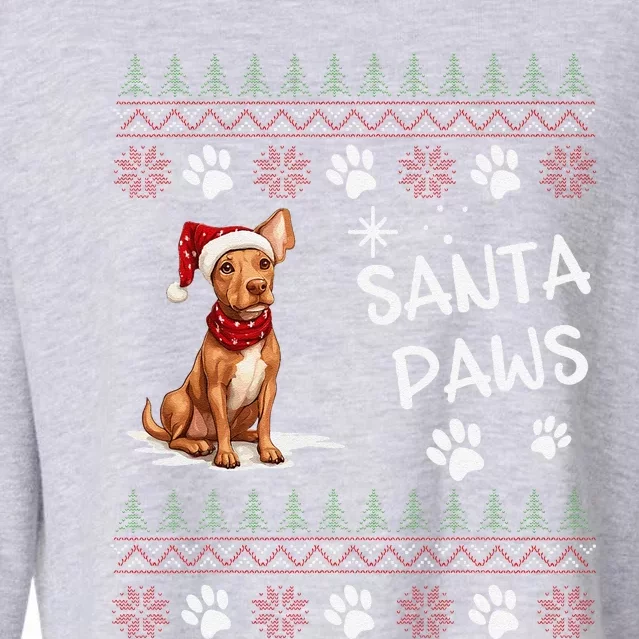 Cute Cirneco DellEtna Dog Ugly Christmas Santa Paws Cropped Pullover Crew