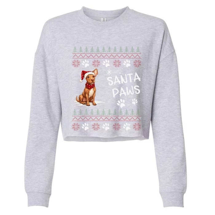 Cute Cirneco DellEtna Dog Ugly Christmas Santa Paws Cropped Pullover Crew