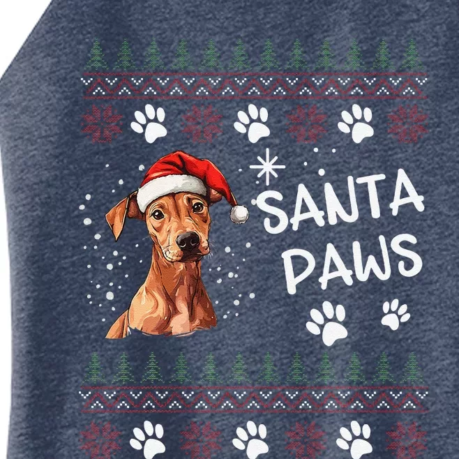 Cute Cirneco DellEtna Dog Ugly Christmas Santa Paws Women’s Perfect Tri Rocker Tank