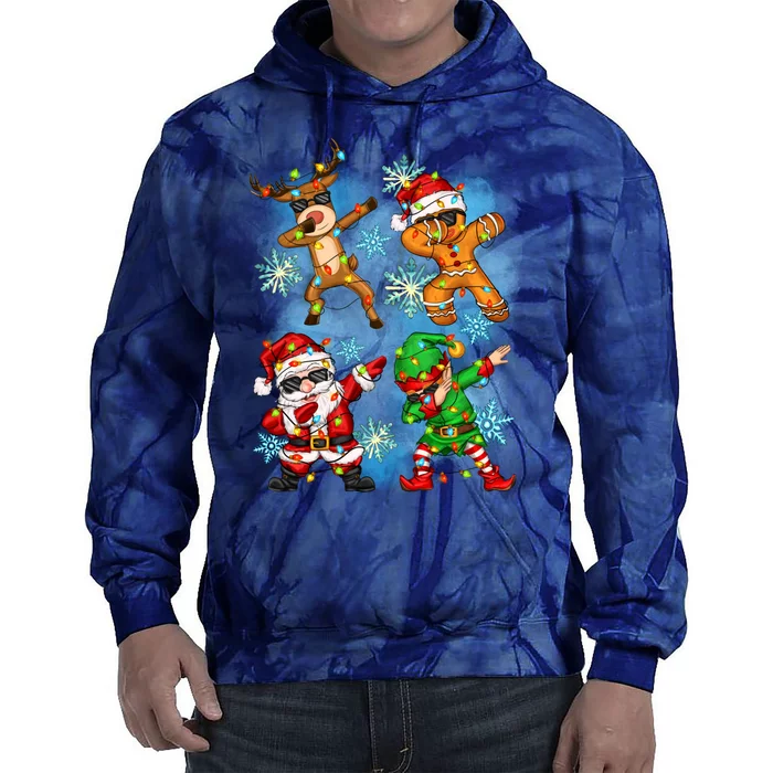 Cool Cute Dabbing Elf Santa Reindeer Gingerbread Tie Dye Hoodie