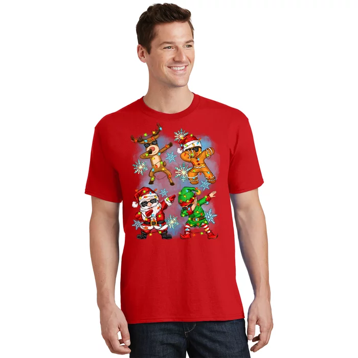 Cool Cute Dabbing Elf Santa Reindeer Gingerbread T-Shirt