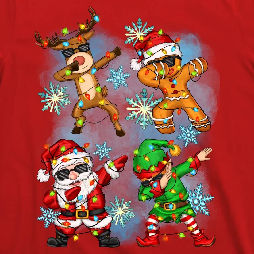 Cool Cute Dabbing Elf Santa Reindeer Gingerbread T-Shirt