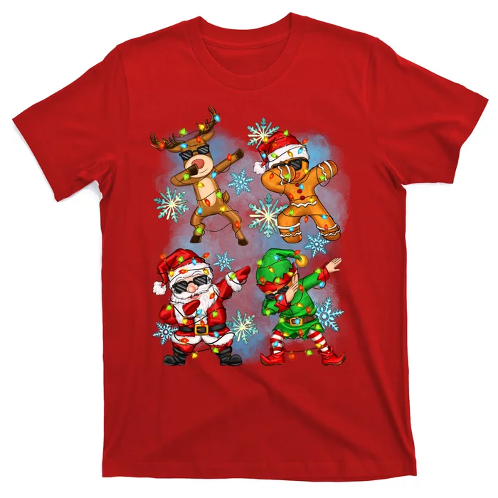 Cool Cute Dabbing Elf Santa Reindeer Gingerbread T-Shirt