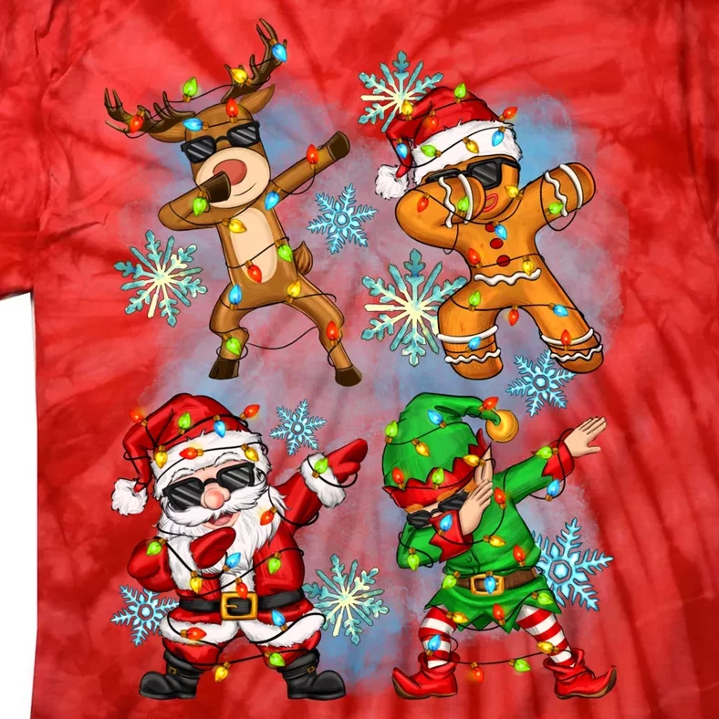 Cool Cute Dabbing Elf Santa Reindeer Gingerbread Tie-Dye T-Shirt