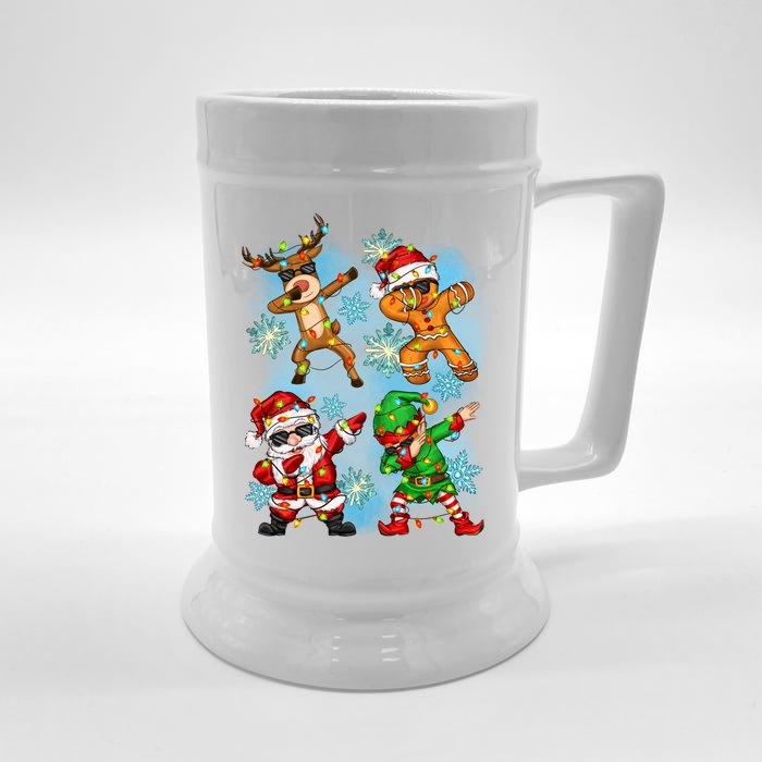 Cool Cute Dabbing Elf Santa Reindeer Gingerbread Front & Back Beer Stein