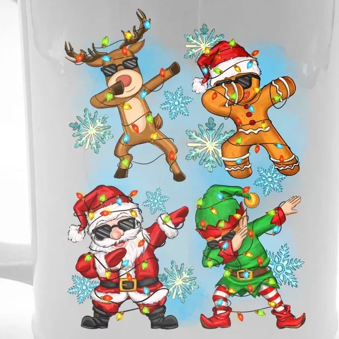 Cool Cute Dabbing Elf Santa Reindeer Gingerbread Front & Back Beer Stein