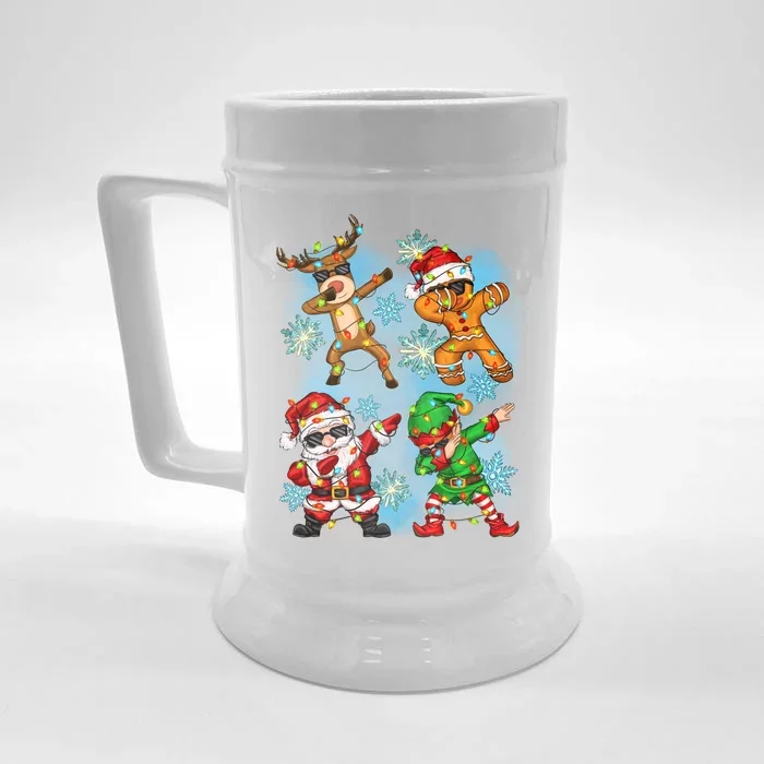 Cool Cute Dabbing Elf Santa Reindeer Gingerbread Front & Back Beer Stein