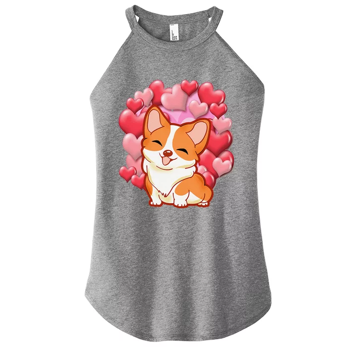 Cute Corgi Dog Valentines Day Love Heart Gift Women’s Perfect Tri Rocker Tank