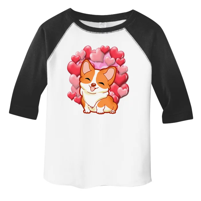 Cute Corgi Dog Valentines Day Love Heart Gift Toddler Fine Jersey T-Shirt