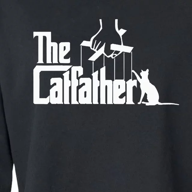 Catfather Cat Daddy Fathers Day Cat Lover Gift Cropped Pullover Crew