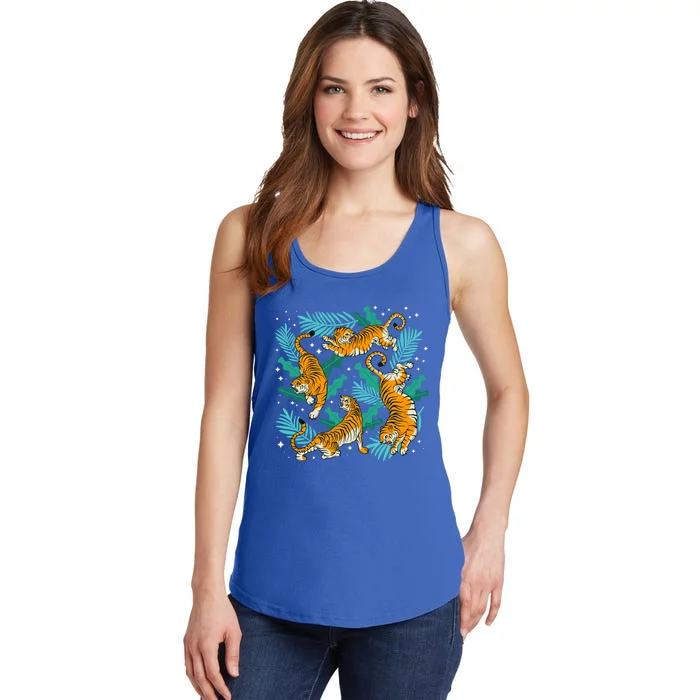 Cool Cartoon Dancing Tiger Graphic Gift Ladies Essential Tank