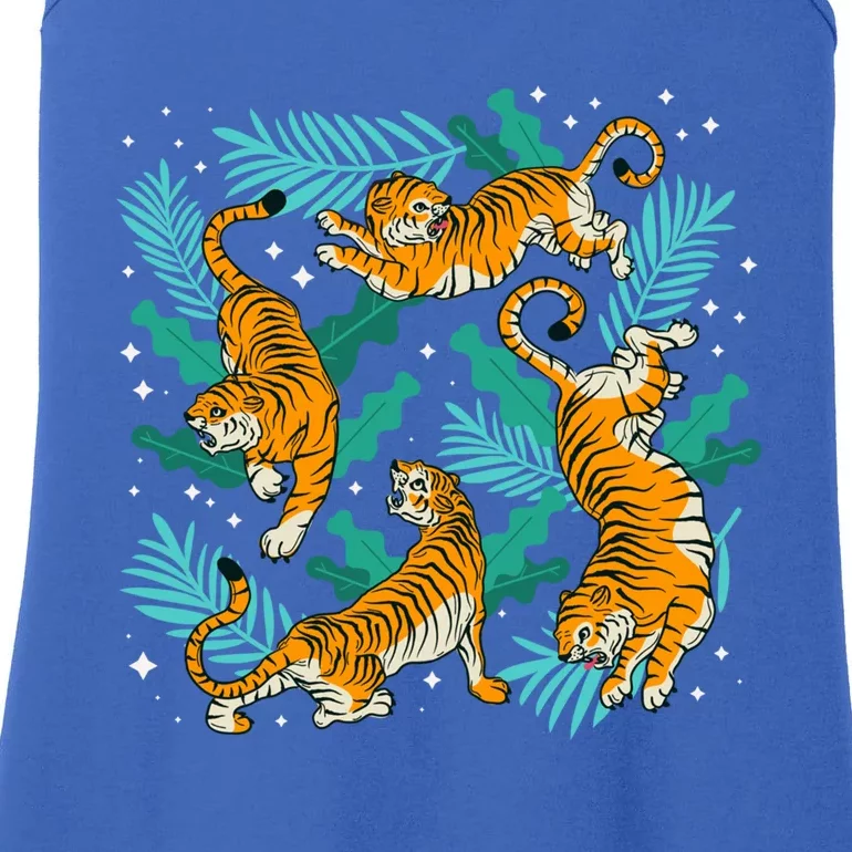 Cool Cartoon Dancing Tiger Graphic Gift Ladies Essential Tank