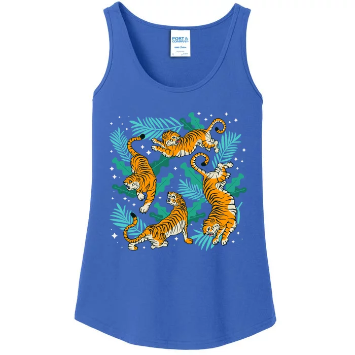 Cool Cartoon Dancing Tiger Graphic Gift Ladies Essential Tank