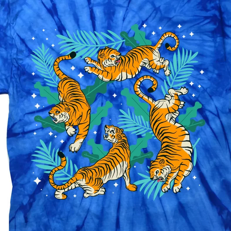 Cool Cartoon Dancing Tiger Graphic Gift Tie-Dye T-Shirt