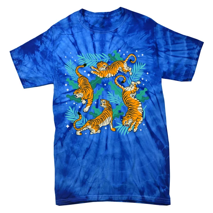 Cool Cartoon Dancing Tiger Graphic Gift Tie-Dye T-Shirt