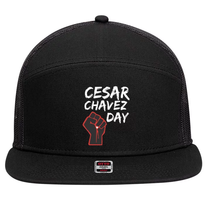 Cesar Chavez Day Si Se Puede March Holiday Mexico Mexican 7 Panel Mesh Trucker Snapback Hat