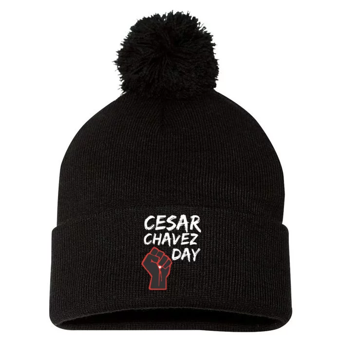 Cesar Chavez Day Si Se Puede March Holiday Mexico Mexican Pom Pom 12in Knit Beanie